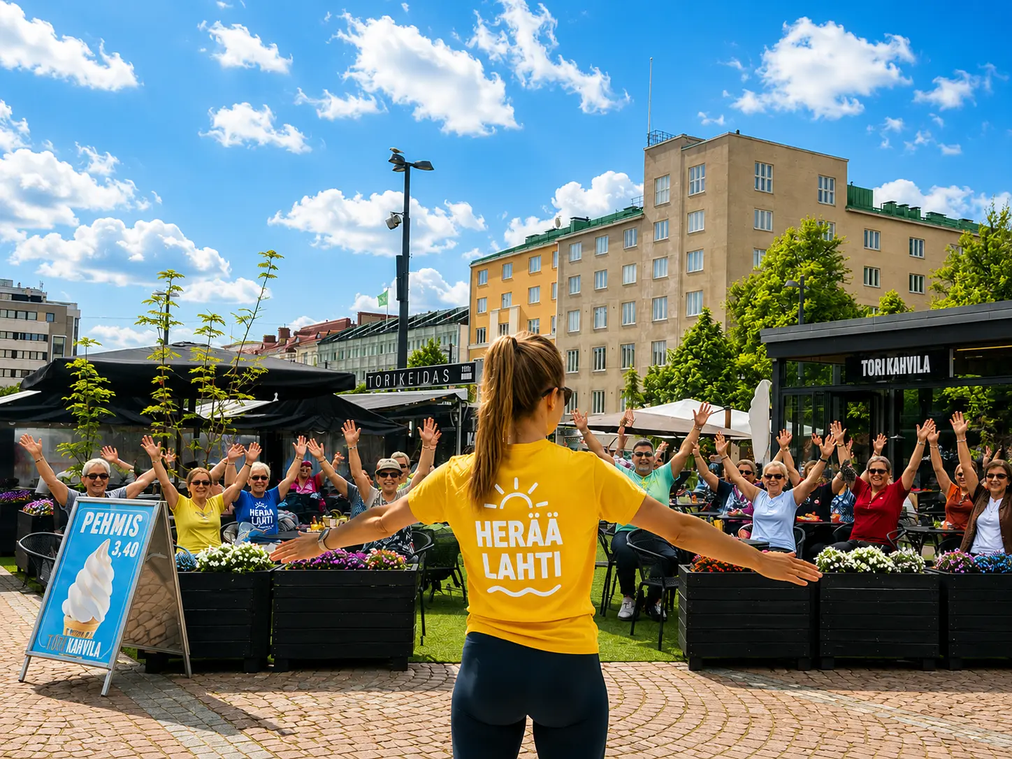 Herää Lahti -liikuntahetki torilla